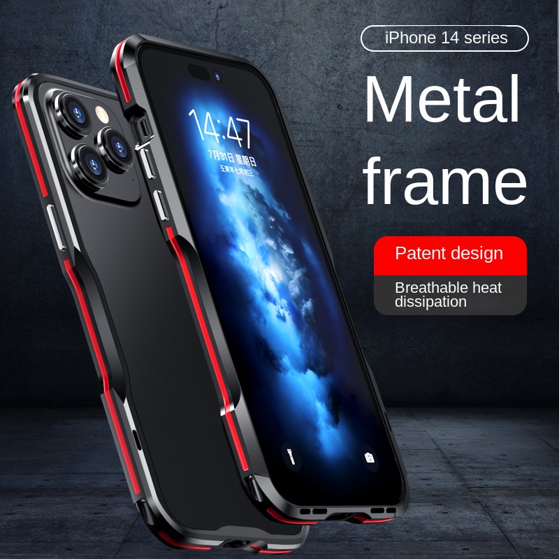 Ốp Điện Thoại Viền Kim Loại Cho iPhone 14 13 12 11 Pro max Mini 14Plus