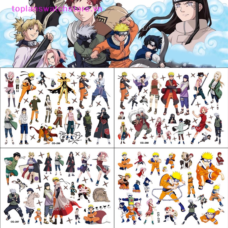 1 Hình Xăm Dán Hoạt Hình NARUTO Uzumaki Uchiha Sasuke Kakashi