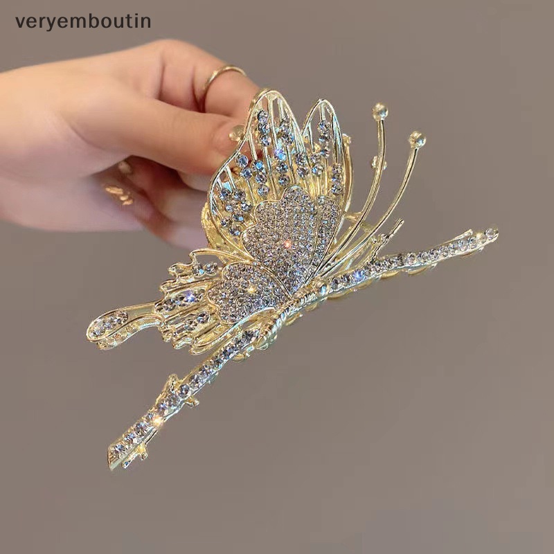 Kẹp Tóc Bướm Đính Đá Phong Cách Retro Thời Trang Cho Nữ