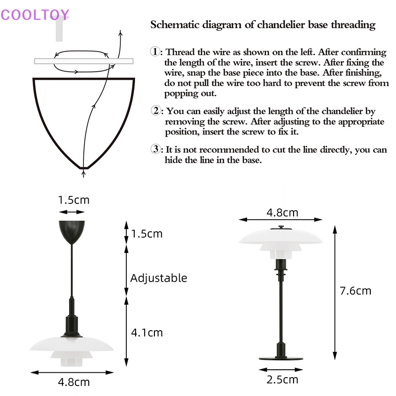 Cooltoy Đèn Chùm Ánh Sáng Trắng Cho Nhà Búp Bê Tỉ Lệ 1: 6