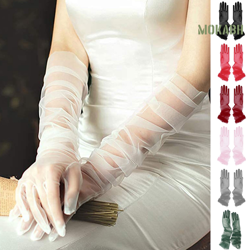 1 Đôi Găng Tay Vải Tuyn Mềm Siêu Mỏng Cao Cấp Chống Trượt Cho Cô Dâu