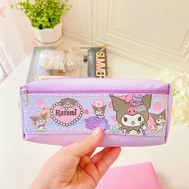 Túi Đựng Bút Chì Hai Ngăn Sức Chứa Lớn Họa Tiết Hoạt Hình Sanrio Có Khóa Kéo Cho Bé