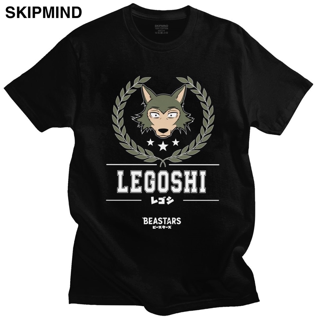 Áo nam Kawaii Legoshi Beastars Sói Áo Nam Cotton Nhật Bản Anime Manga Tee Áo Cổ Tròn Tay Ngắn In top