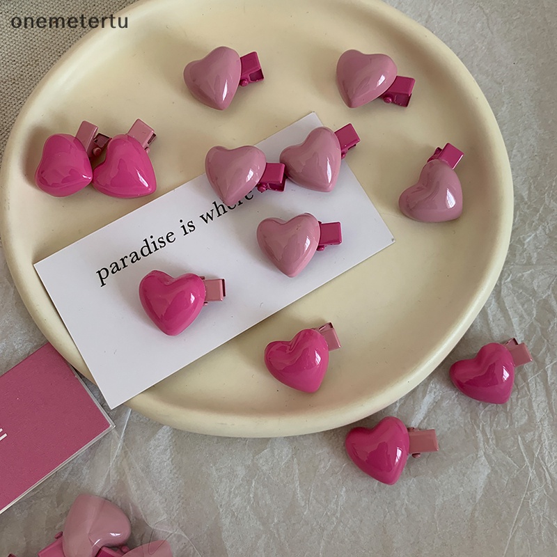 Set 6 Kẹp Tóc Hình Trái Tim Màu Hồng Dễ Thương Phong Cách Hàn Quốc Cho Nữ