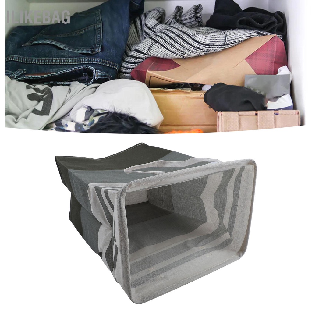 Ilikebag 2 Giỏ Đựng Đồ Giặt 75L Cotton Polyester Quần Áo Bẩn Phòng Tắm Ngủ Cản Trở