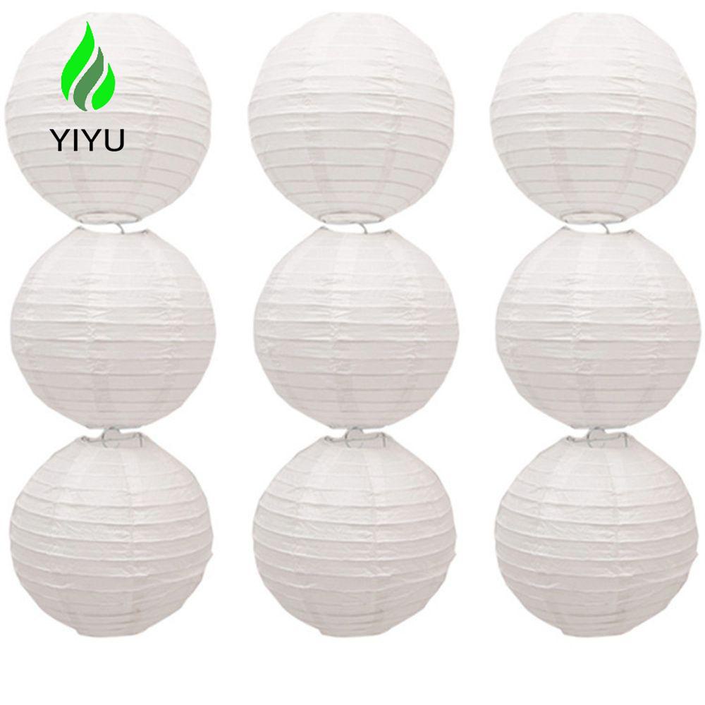 Lồng Đèn Giấy Hình Tròn Màu Trắng Treo Trang Trí Lễ Hội Mùa Thu