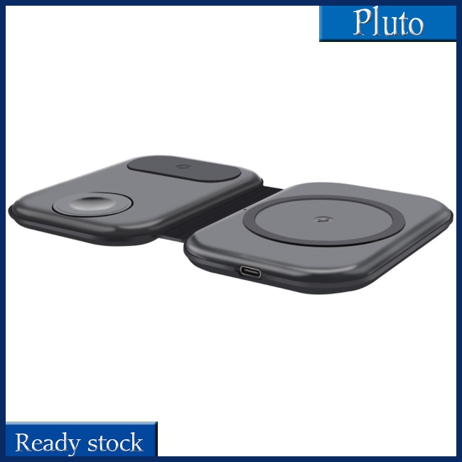 Đế Sạc Nhanh Không Dây 3 Trong 1 Từ Tính 15w Nhỏ Gọn Tương Thích Với Iphone Iwatch