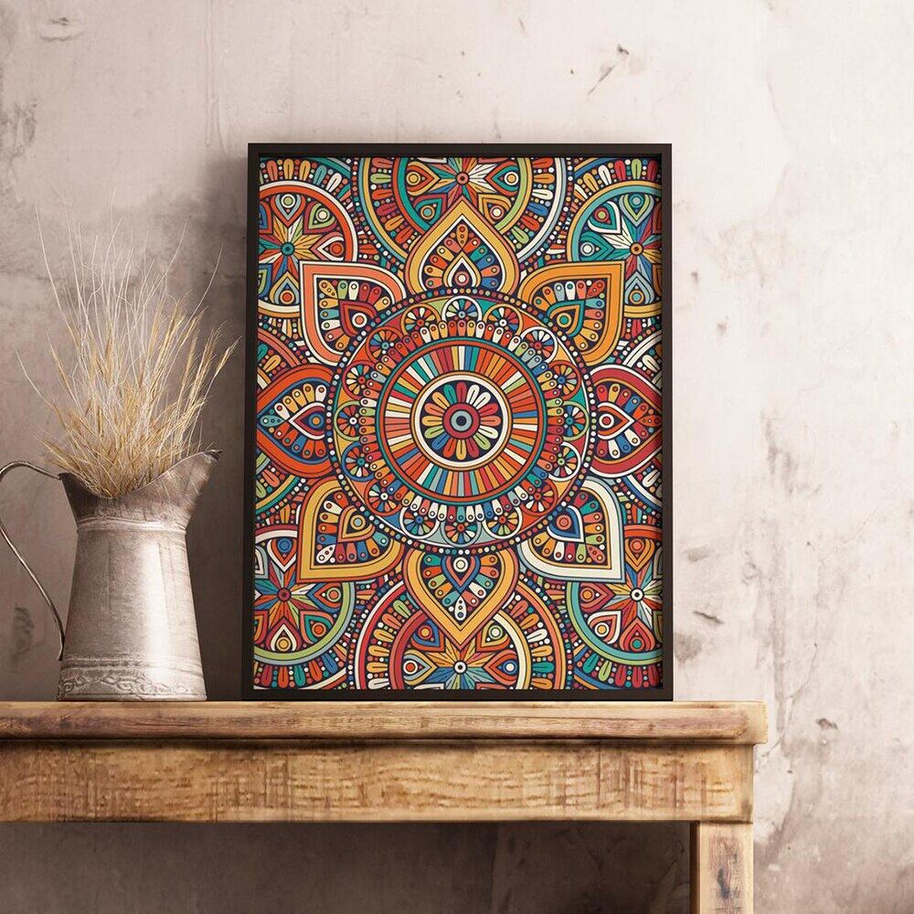Tranh Vải Bạt Treo Tường In Hình Mandala Trừu Tượng Nhiều Màu Trang Trí Nhà Cửa