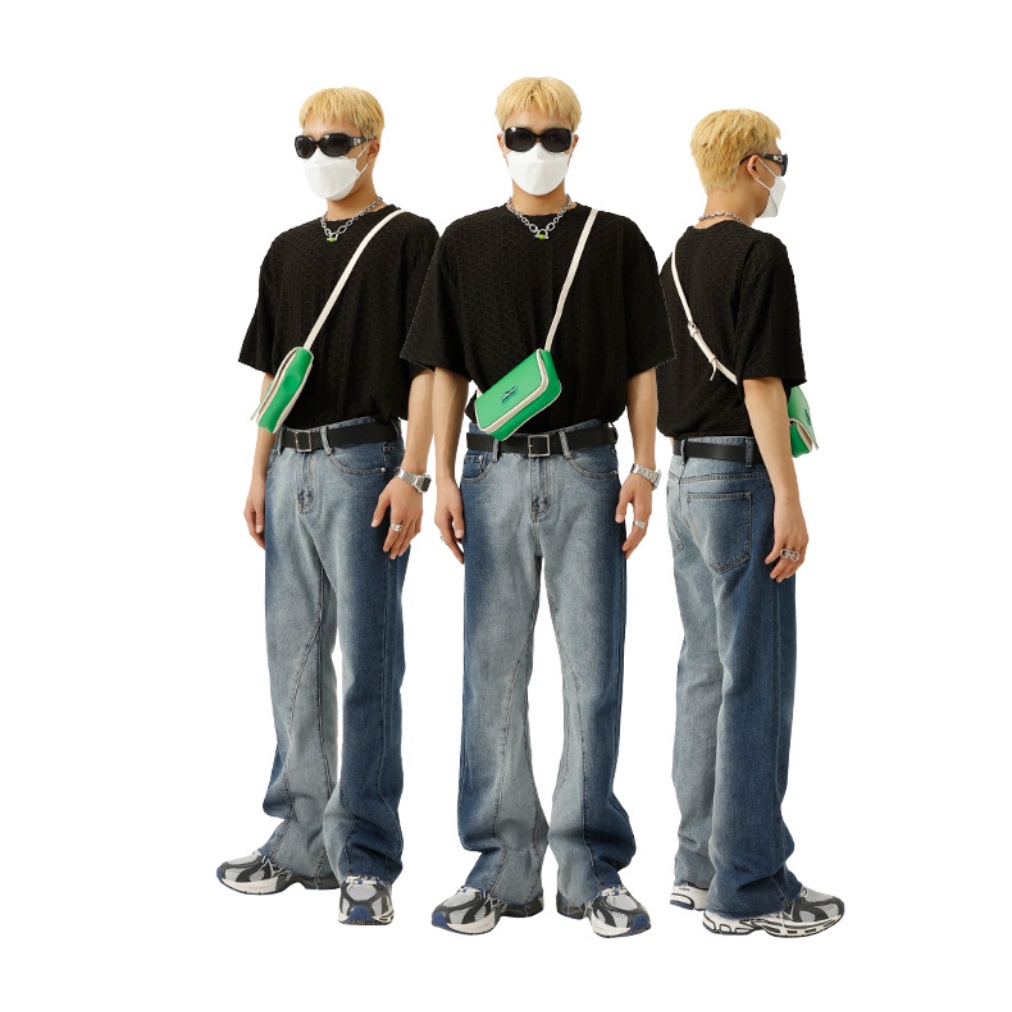 Voguo Rơ Le Phong Cách Niche Nhuộm Màu Gradient Dáng Rộng Eo Vừa Có Nắp Đậy Nhẹ Nhàng Cho Nam Và Nữ