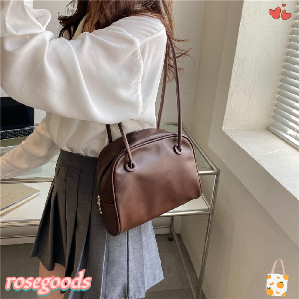 Túi Đeo Chéo Da PU Màu Trơn Khóa Kéo Thời Trang Cho Nữ