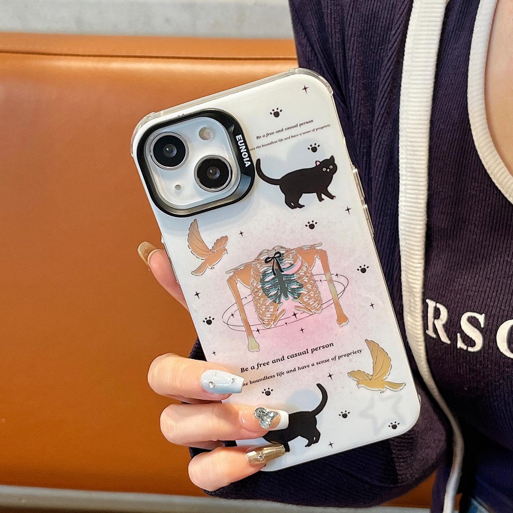 Ốp Điện Thoại Tpu Mềm Trong Suốt Họa Tiết Mèo Hoạt Hình Hai Mặt Cho iPhone 14 13 12 11Pro Max