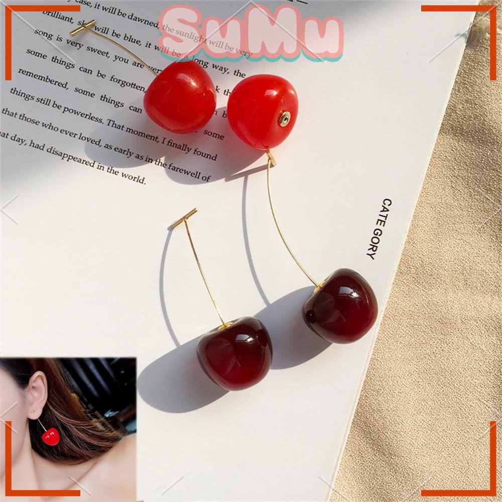 Bông Tai Hình Quả Cherry Phong Cách Bohemian Mới