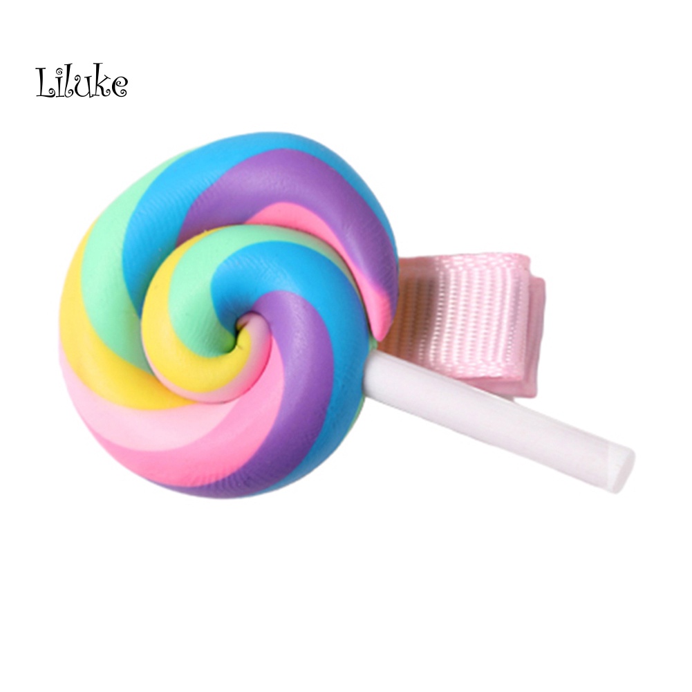 Kẹp Tóc Màu Trơn Trang Trí Hình Kẹo Mút Và Đám Mây Dễ Thương Cho Nữ