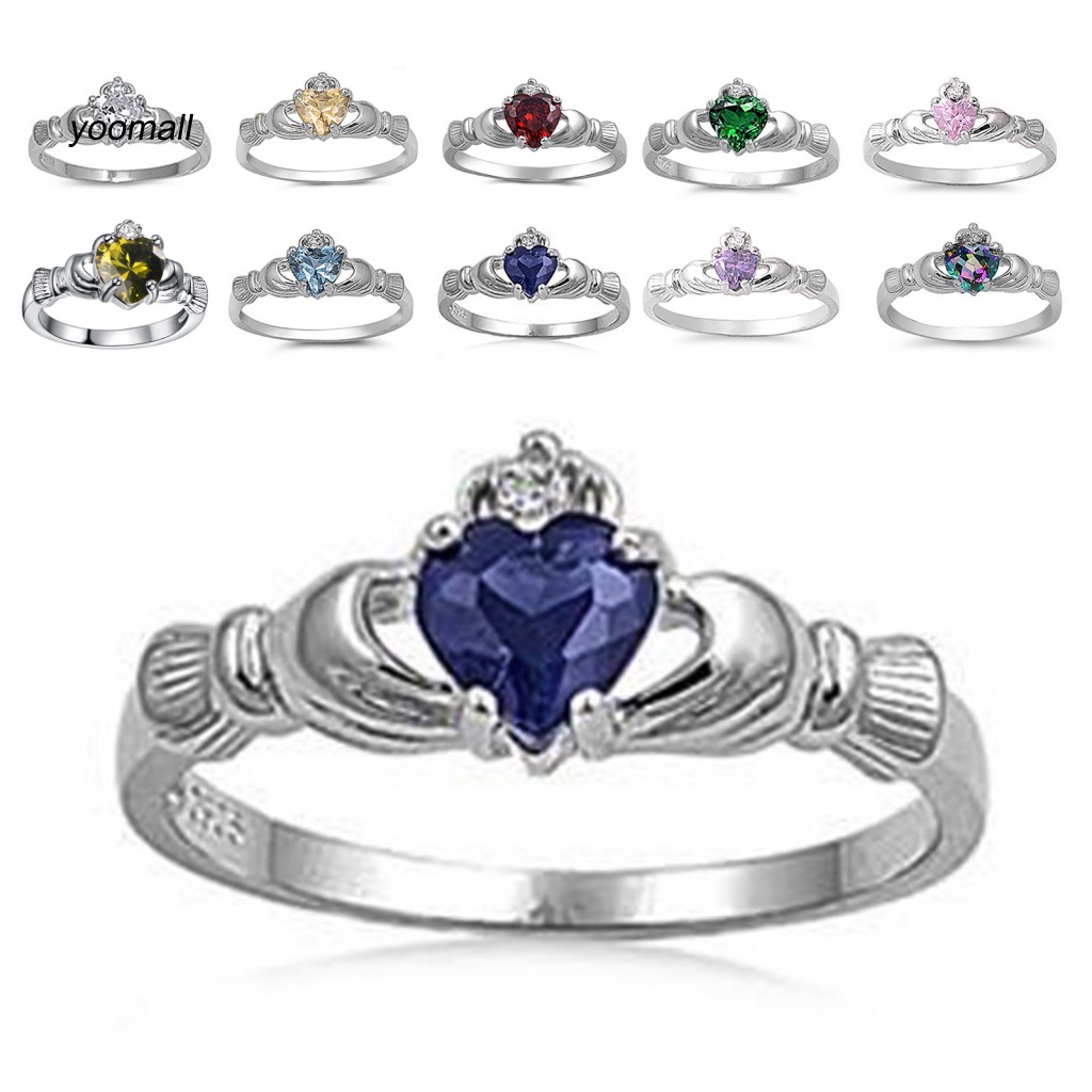 Nhẫn Đính Hôn Bằng Đồng Đính Đá Hình Trái Tim Sang Trọng Cho Nữ