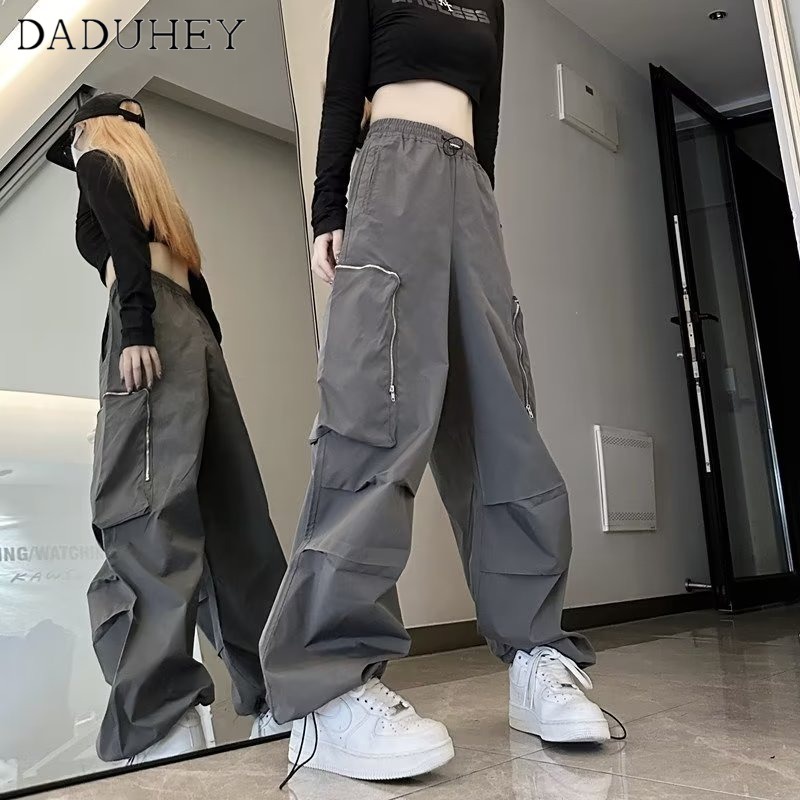 Quần dài DADUHEY ống rộng thoải mái cạp cao thời trang đường phố cao cấp retro mới kiểu Mỹ