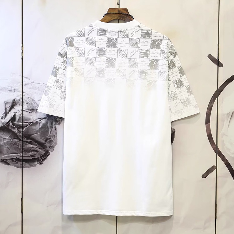 Áo thun HANLU cotton trơn dáng rộng tay lửng họa tiết caro phong cách Nhật Bản chất lượng cao cho nam