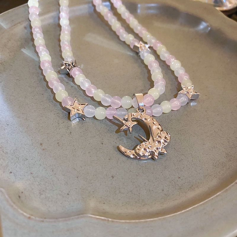 Vòng cổ Hai Lớp Hình Trăng Sao Đính Đá Sang Trọng Cho Nữ