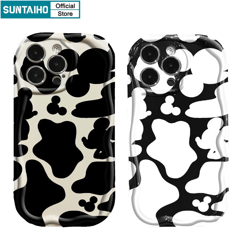 Suntaiho Ốp lưng ốp iphone Suntaiho Ốp Điện Thoại Silicon Họa Tiết Bò Sữa Trắng Đen Cho Iphone 14 Pro 13 12 11 Pro Max 7 8 Plus X XR 14Pro Max XS Max