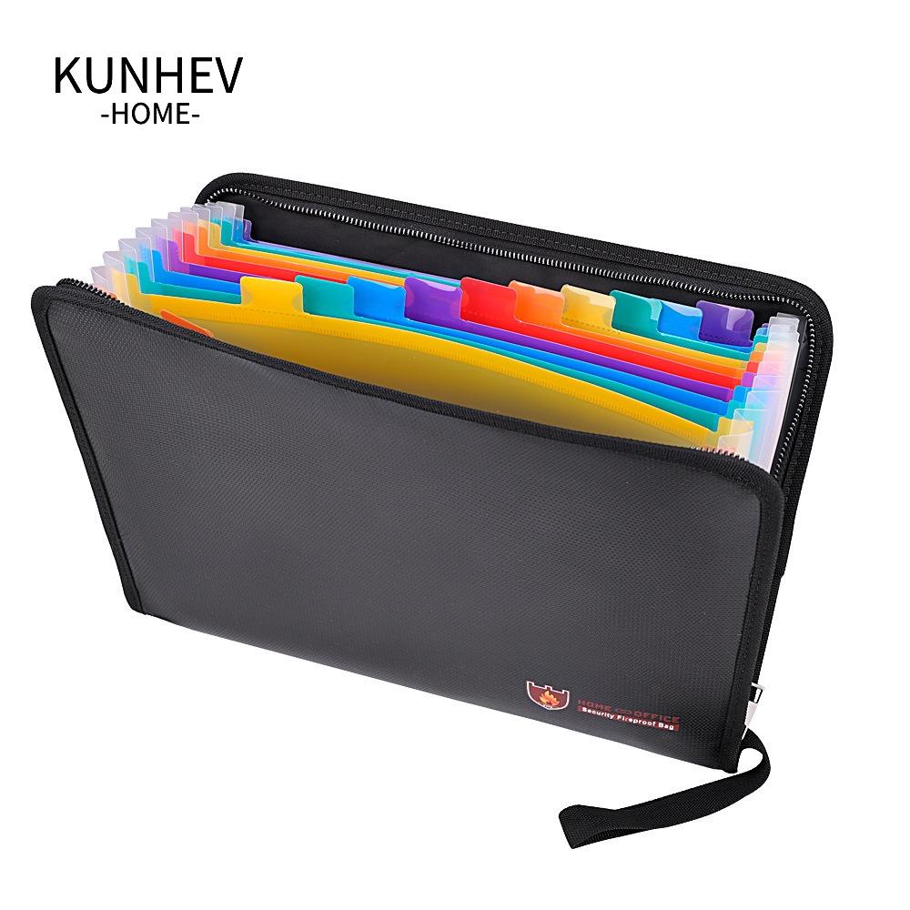 KUNHEV Túi Silicone Đựng Nhãn Khổ A4 Nhiều Màu Có Khóa Kéo Tiện Dụng