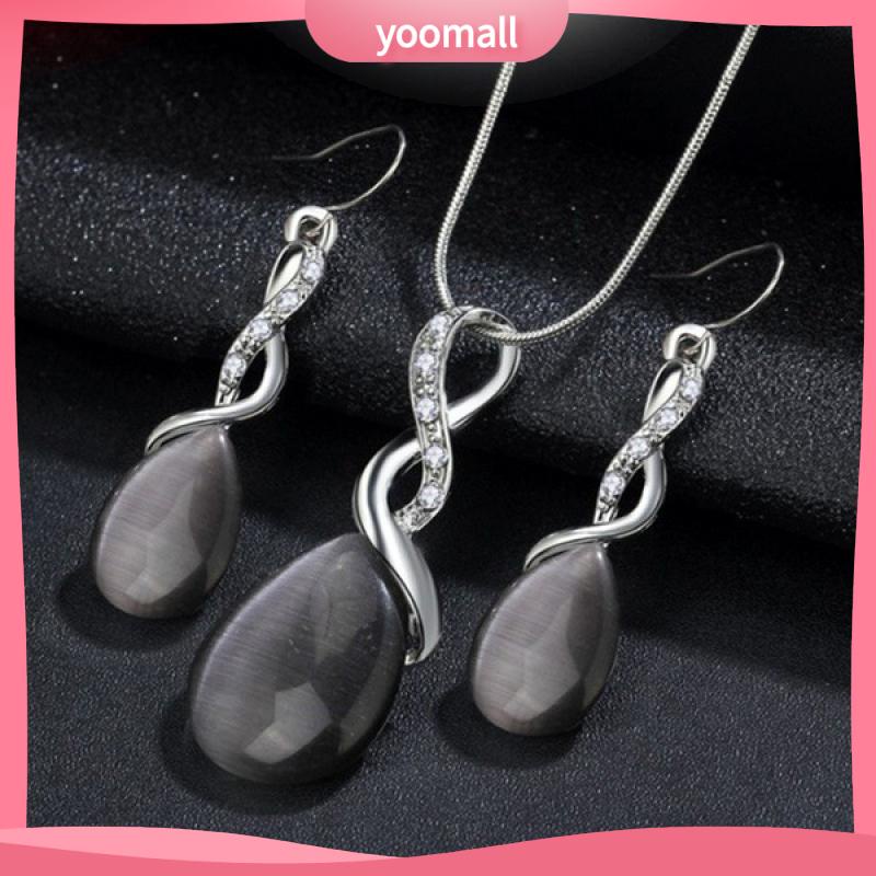 Bộ Vòng cổ + Bông Tai Hình Giọt Nước Thời Trang