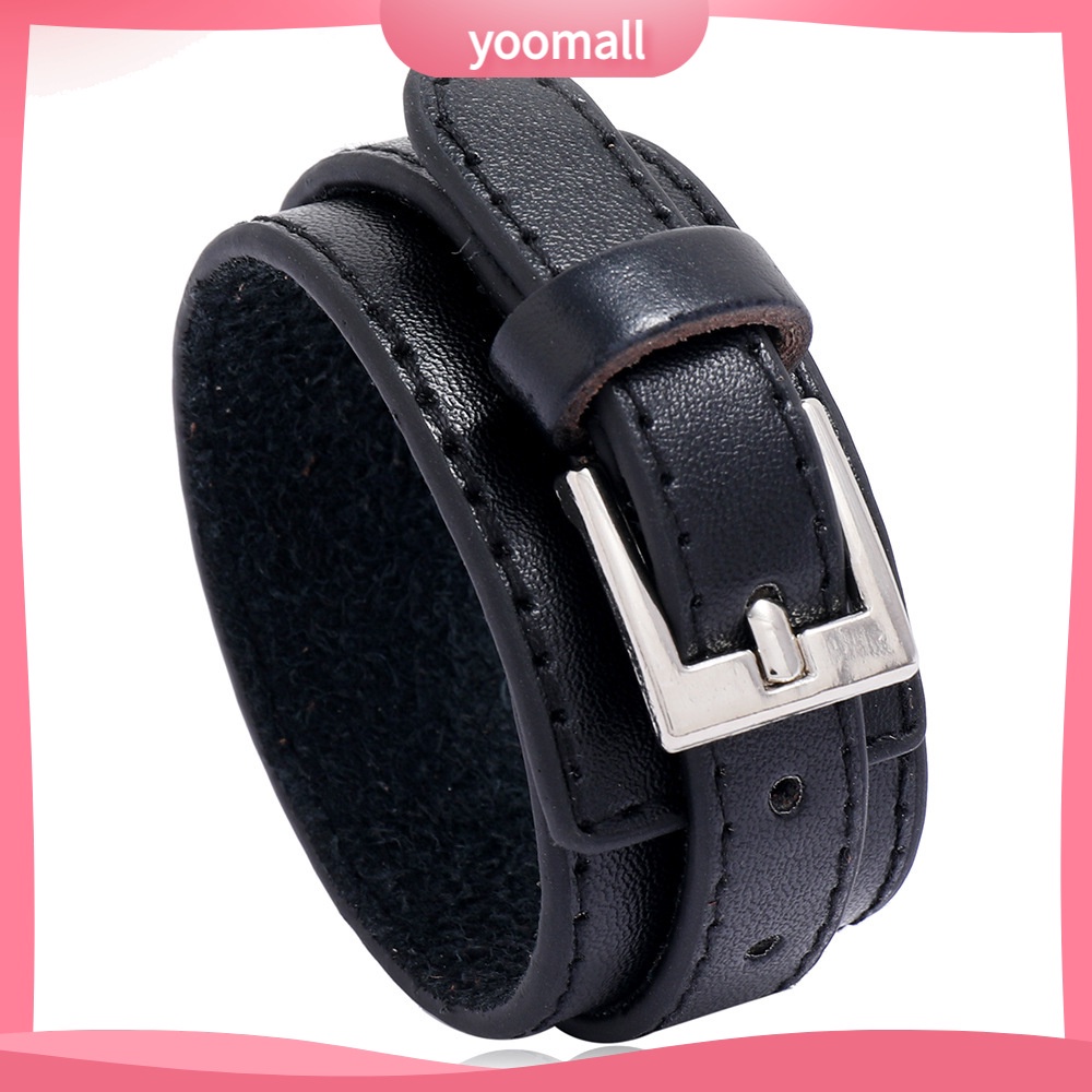 Vòng Tay Da Bò Thiết Kế Đơn Giản Phong Cách punk Âu Mỹ Cho Nam