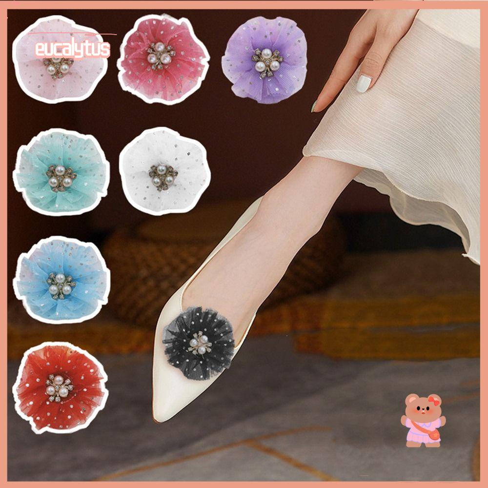 EUTUS Bộ 2 Phụ Kiện Khóa Kẹp Hình Hoa Cho Giày Cao Gót Cô Dâu