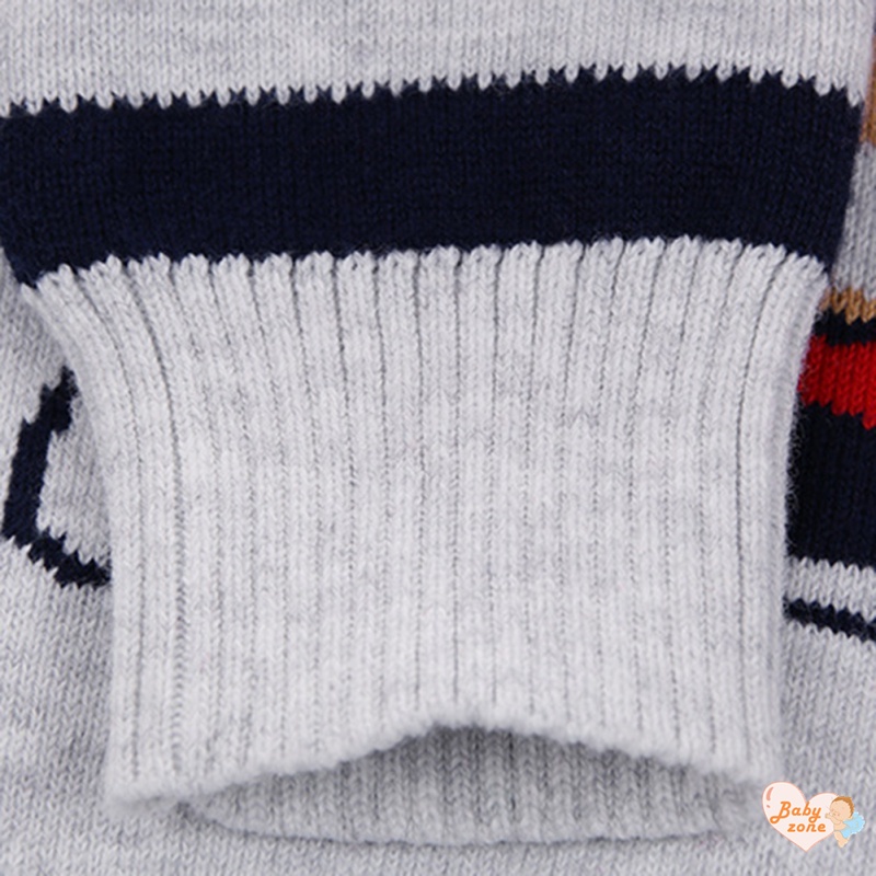 Áo Sweater Dệt Kim Kẻ Sọc In Hình Gấu Nhỏ Dễ Thương Thời Trang Thu Đông Cho Bé Trai