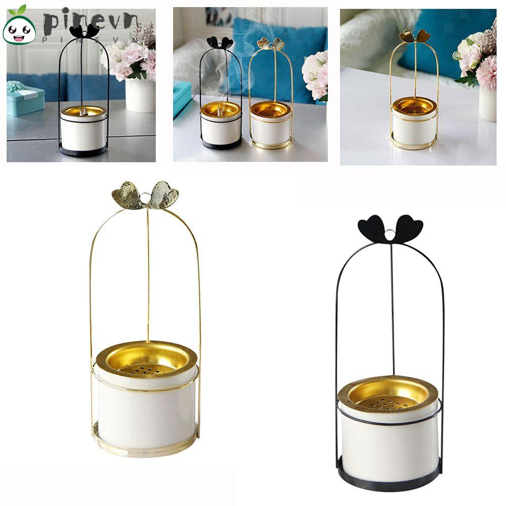 PINEVN Đế Đốt Trầm Hương Bằng Sứ Phối Kim Loại Sang Trọng
