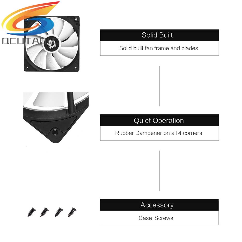 Quạt Tản Nhiệt Khung Đen Trắng XF-12025-SD-W PWM PC