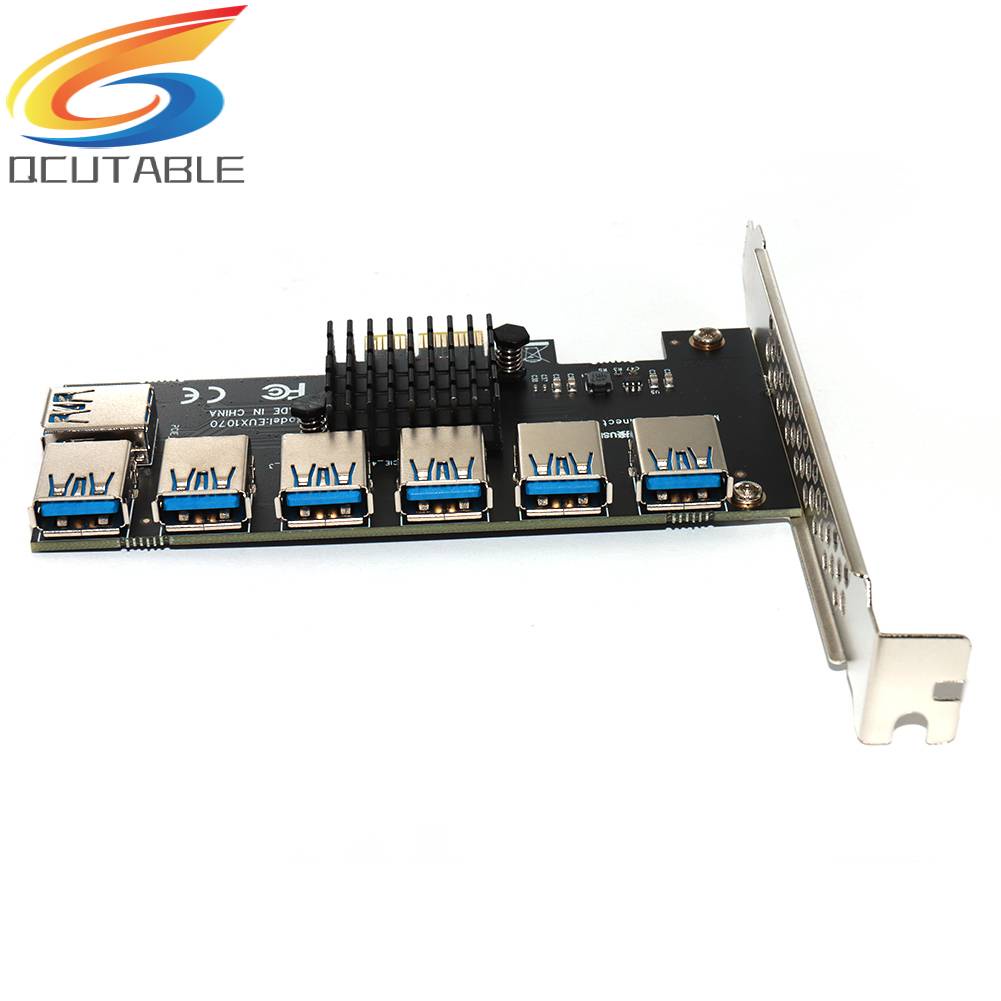 Bảng Mạch Mở Rộng EUX1070 PCI-E 1x 1 Sang 7 Cho BTC Mining PCI Giao Diện Usb 3.0