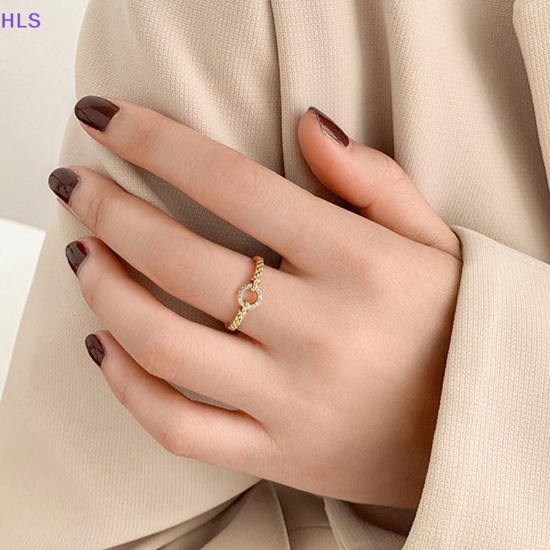 Nhẫn Tròn Hở Bằng Hợp Kim Zircon Lấp Lánh Thời Trang Cho Nữ