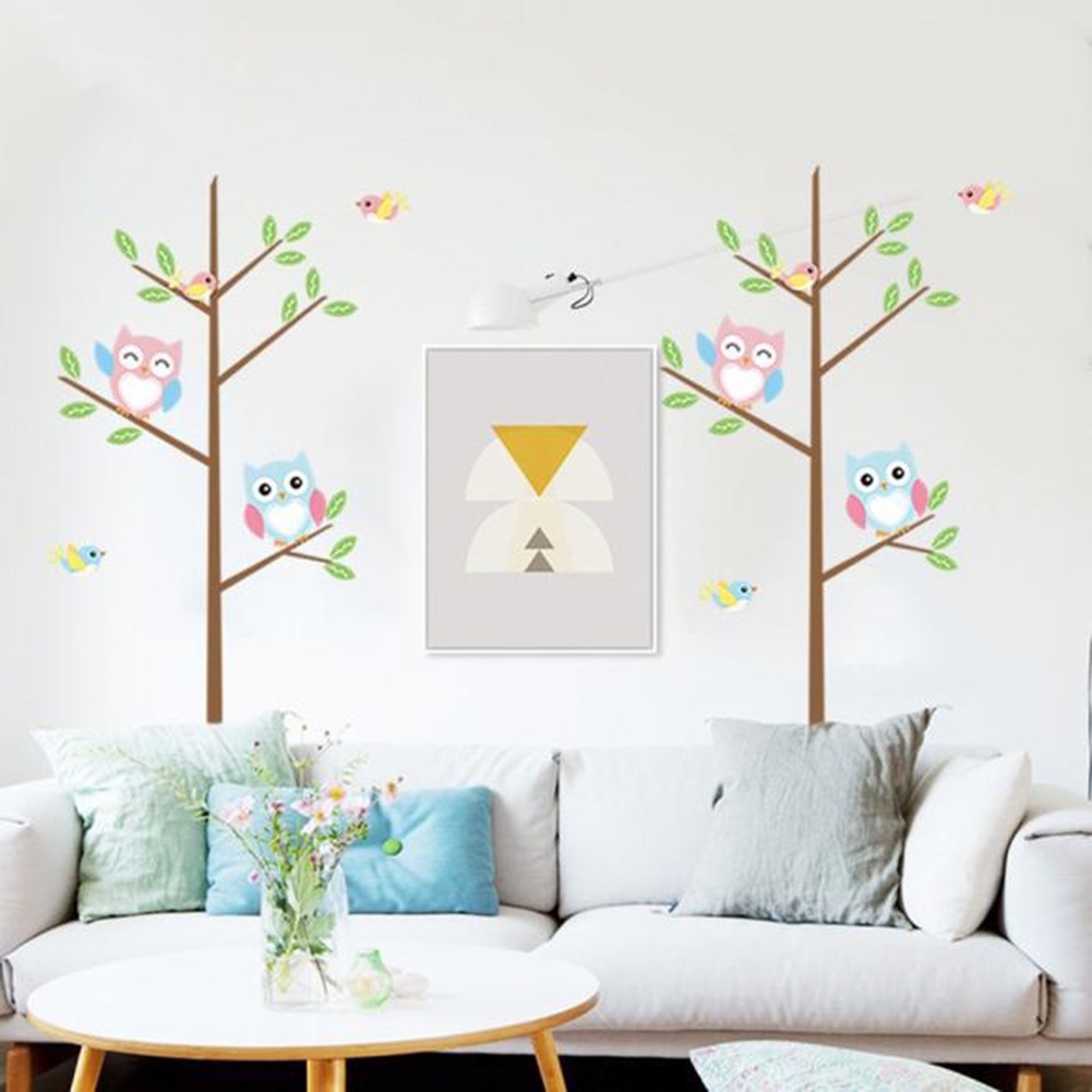 Miếng Dán Tường Trang Trí Hình Chim Cú Hoạt Hình Tháo Rời Được DIY Dành Cho Phòng Ngủ Trẻ Em