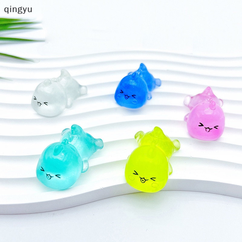 Bộ 2 Móc Khóa Mini Bằng Nhựa Resin Hình Rồng Sữa Dạ Quang DIY