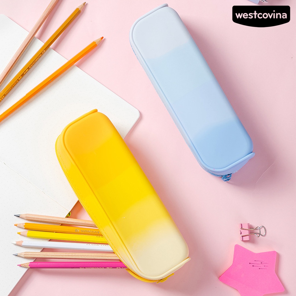 [WSTN]✎Túi Đựng Bút Bằng Silicone Dẻo Chống Nước Có Khóa Kéo Cho Học Sinh