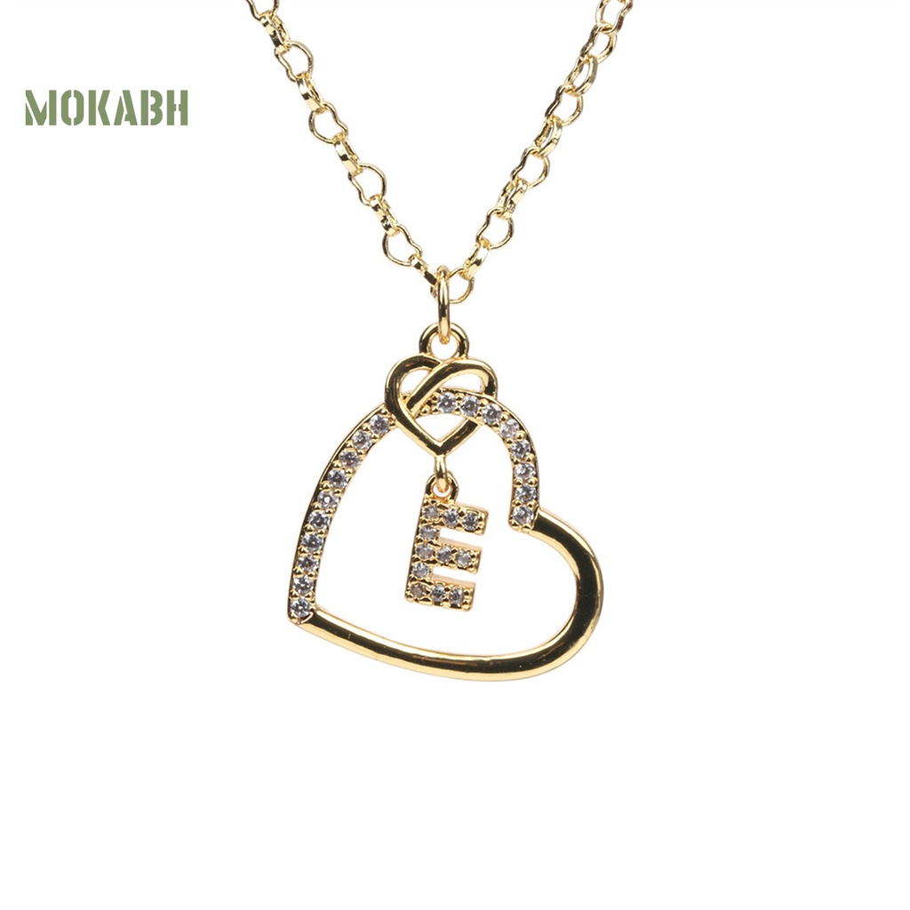 [Mok Abh] Vòng cổ Mặt Hình Trái Tim Và Chữ Cái Đính Đá Zircon Không Gây Dị Ứng Trang Trí Quần Áo