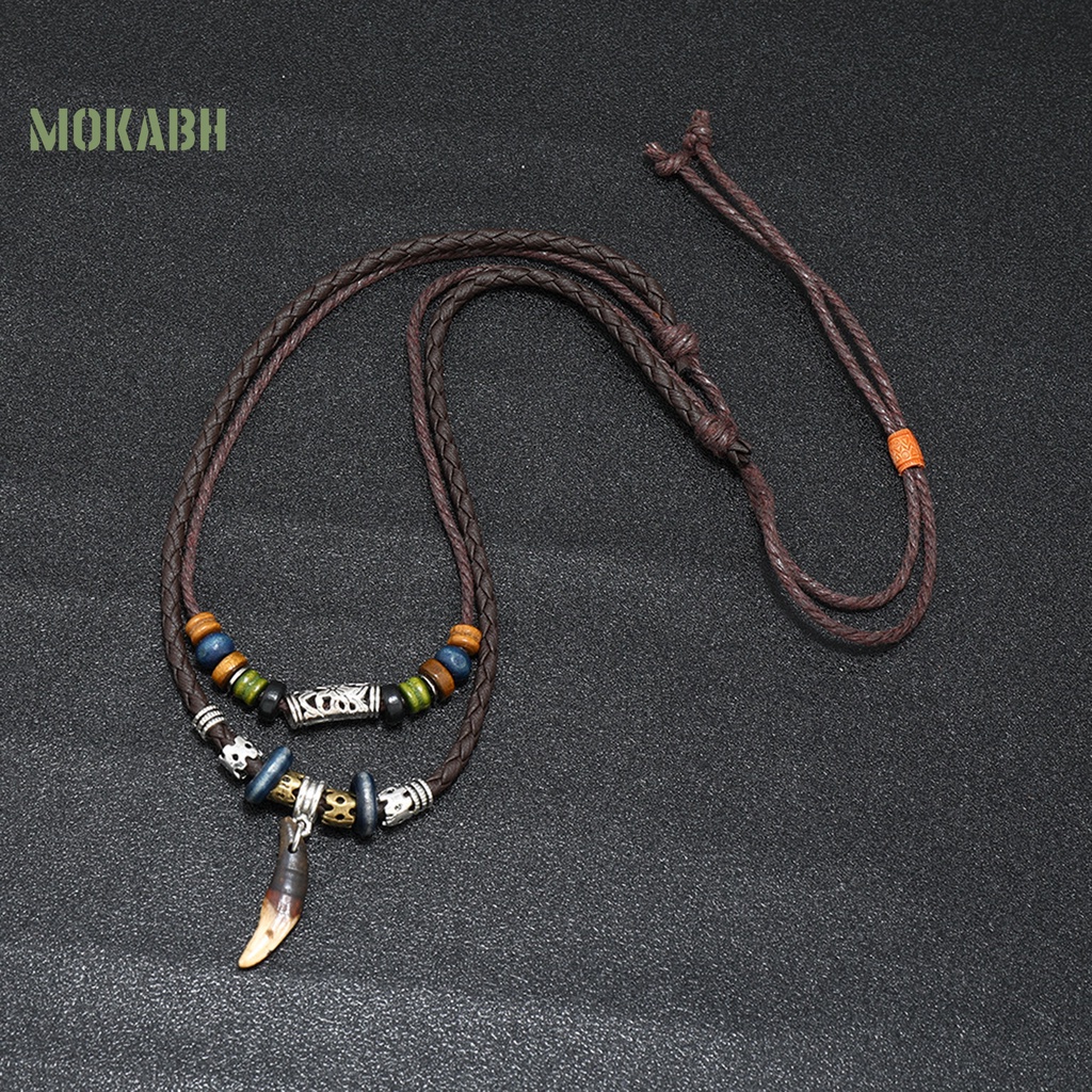 Vòng Cổ Nam Giả Da Nhiều Lớp Phong Cách Retro