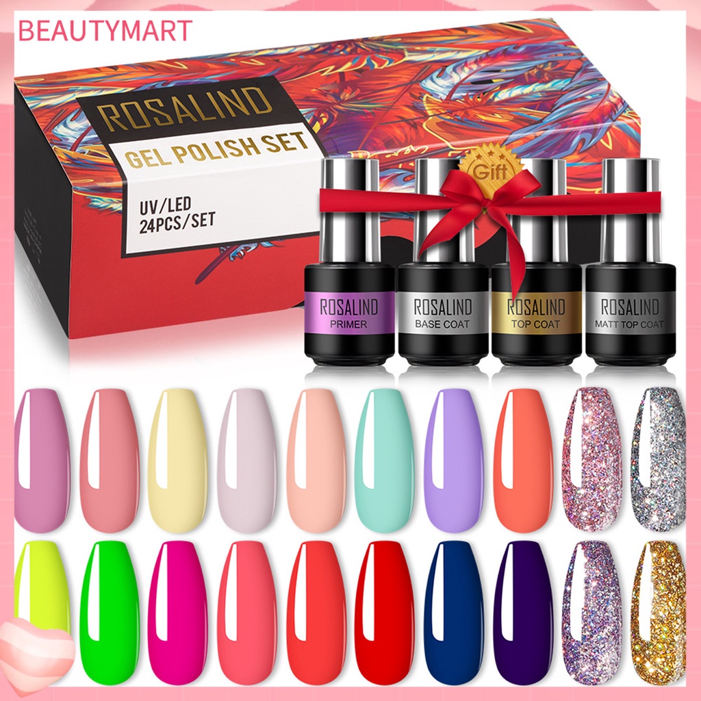 Set 24 Sơn Móng Tay Gel UV Tạo Hiệu Ứng Đẹp Mắt DIY