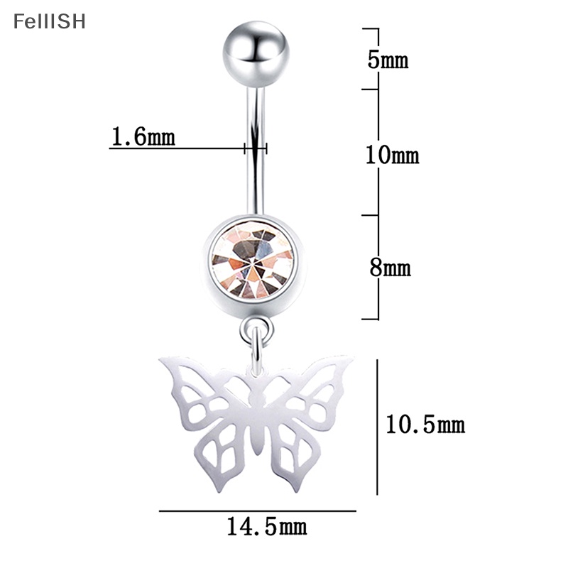 Khuyên Rốn Hình Bướm Rỗng Bằng Thép Không Gỉ Màu Sắc Bạc 439br