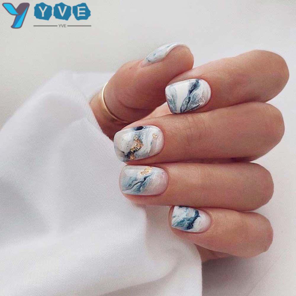 YVE Hộp 24 Móng Tay Giả Ngắn / Tròn / Vuông Che Phủ Toàn Diện Có Thể Tháo Rời