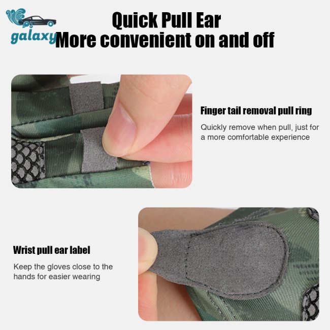 Galaxy 1 Đôi Găng Tay Hở Ngón Chống Nắng Chống Trượt Họa Tiết Rằn Ri Cho Nam