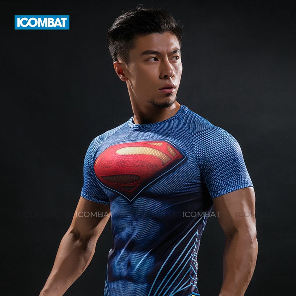 Áo Thể Thao Cosplay Siêu Anh Hùng ICOMBAT Thun lạnh Áo Thun Tập GYM Nam Nữ Ôm Body