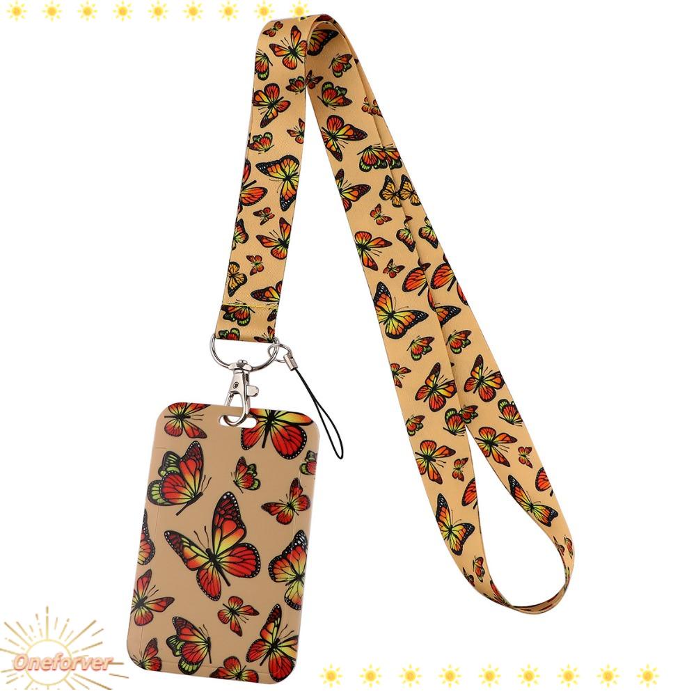 Dây Đeo Cổ Gắn Huy Hiệu ID Họa Tiết Bướm Xanh Lá Dễ Thương Cho Giáo Viên