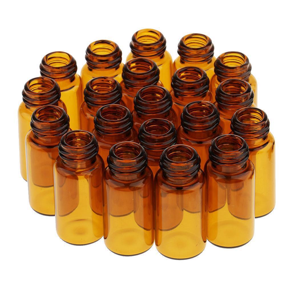 Set 20 Chai Thủy Tinh Rỗng Trong Suốt Có Nắp Vặn Màu Nâu / Đen 3ml