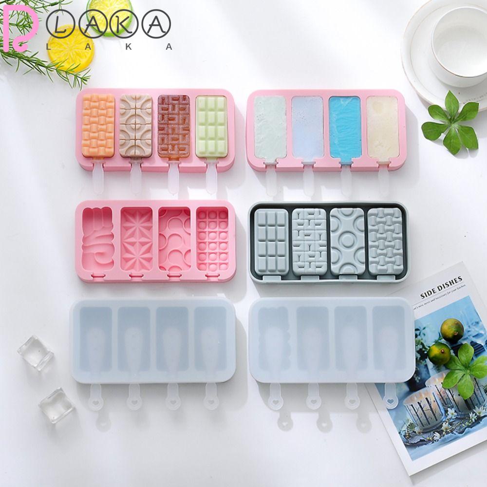 LAKAMIER Set 2 Khuôn Làm Đá / Sô Cô La 4 Ô Không BPA Có Thể Tái Sử Dụng