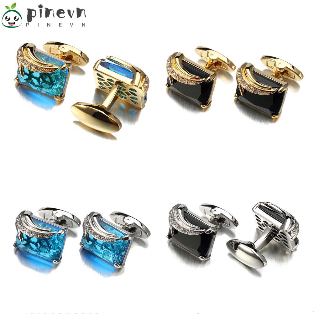 PINEVN Khuy Măng Sét Cà Vạt Đính Đá Thủ Công Phong Cách Cổ Điển Cho Nam