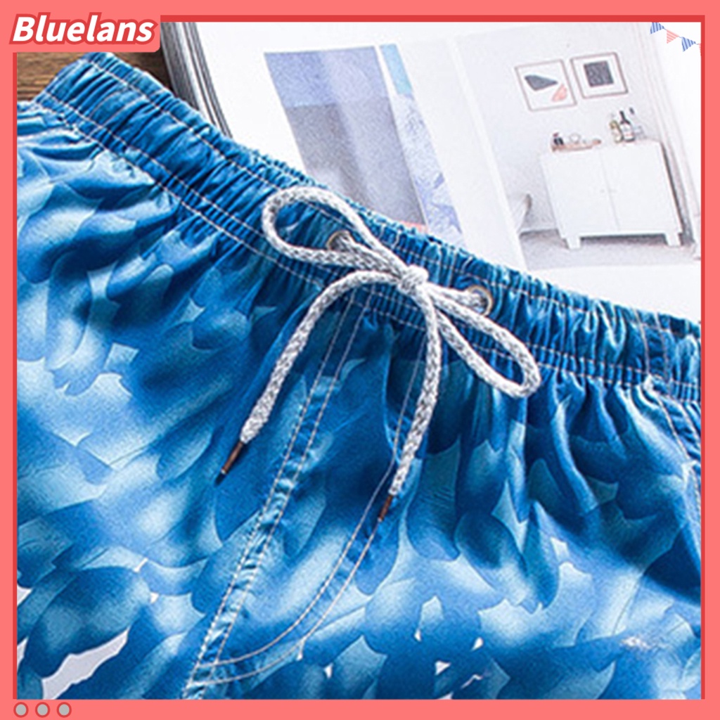 [BLS] Quần Đùi Đi Biển Dáng Rộng Eo Co Giãn In Hình Lông Vũ Nhiều Màu Sắc Mùa Hè