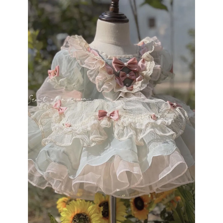 Đầm Công Chúa Lolita Phối Ren Phong Cách Phương Tây Cao Cấp Cho Bé Gái