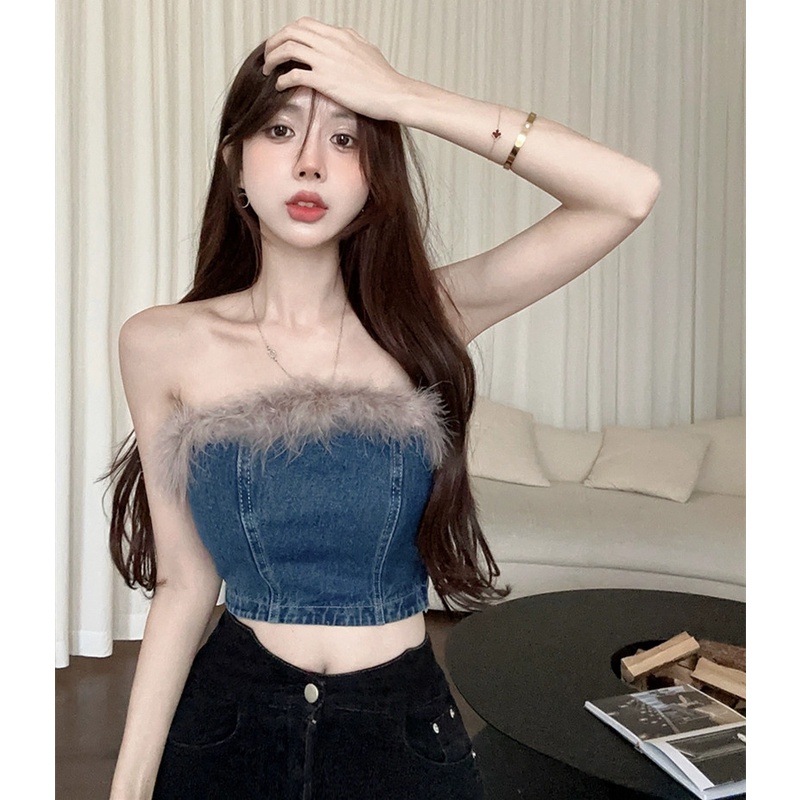 Áo Không Tay Chất Liệu Denim Thời Trang Mùa Hè Quyến Rũ