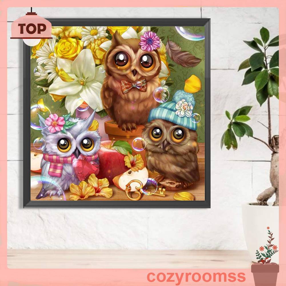Tranh Đính Đá Kim Cương Toàn Bộ 5D DIY Hình Vẽ Con Cú