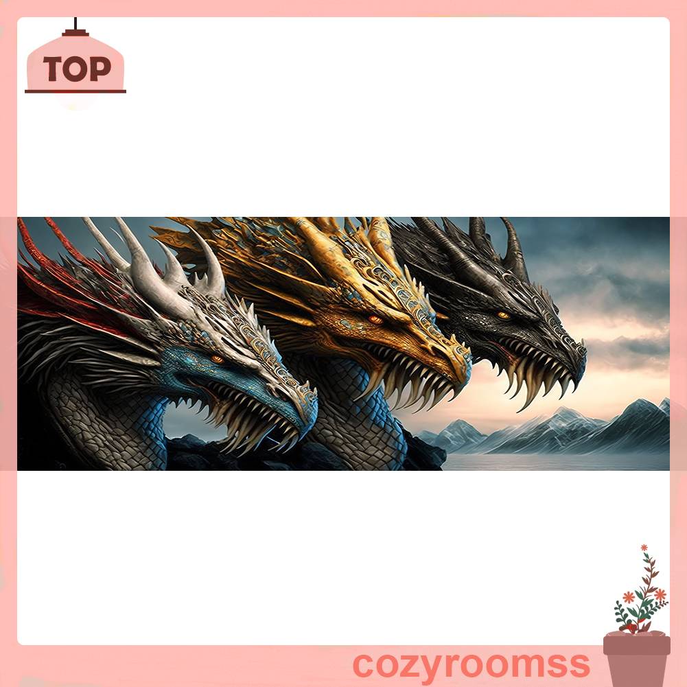 Tranh Đính Đá Kim Cương Toàn Bộ 5D DIY Hình Vẽ Rồng Trang Trí Nhà Cửa